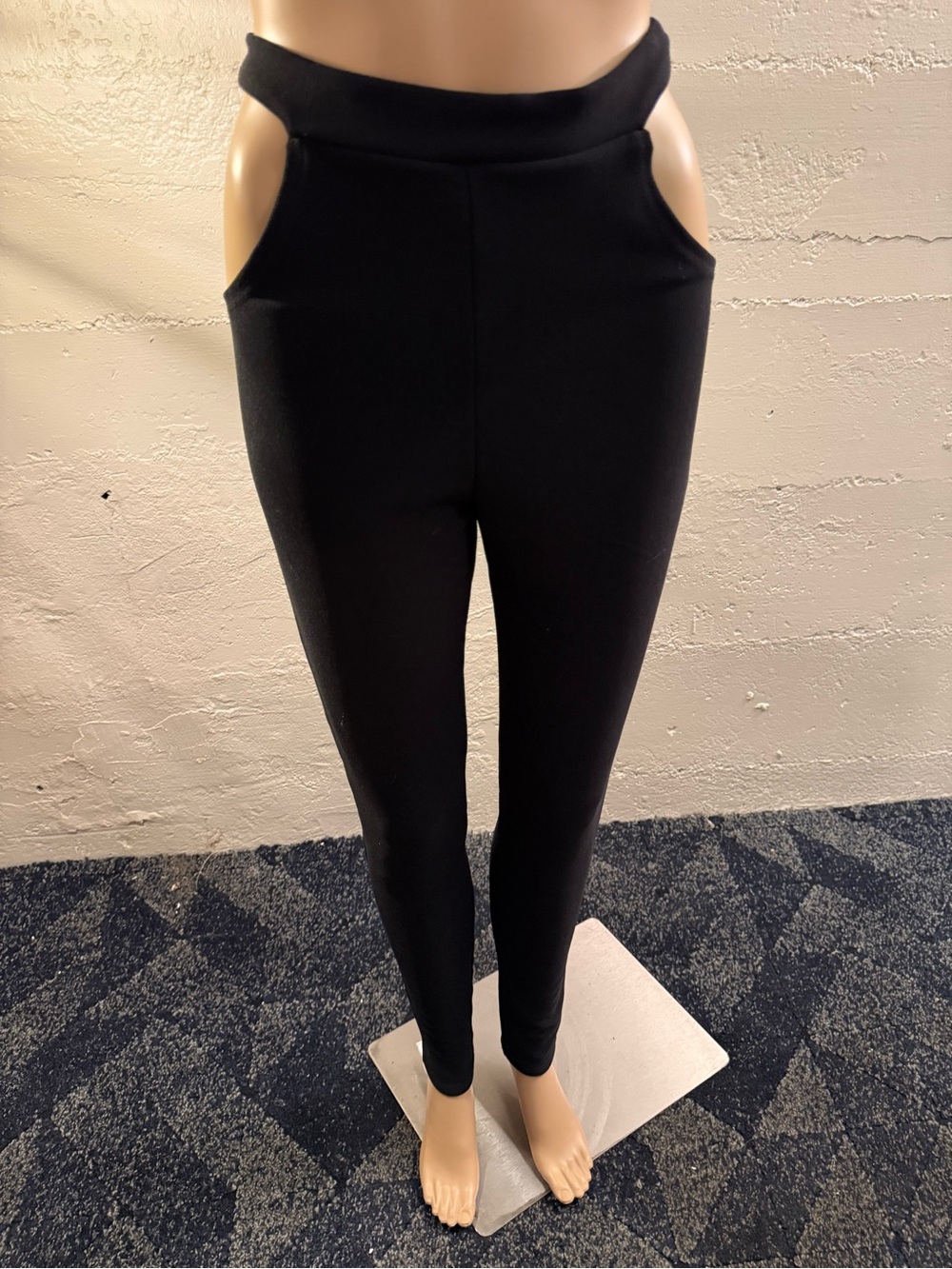 PrettyLittleThing Black Skinny Leggings with Side Cutouts
